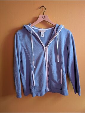 Studio Works Light Blue Zip-Up Hoodie with White Trim